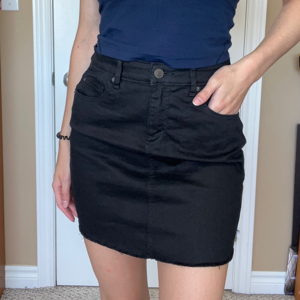GARAGE Black Jean Skirt